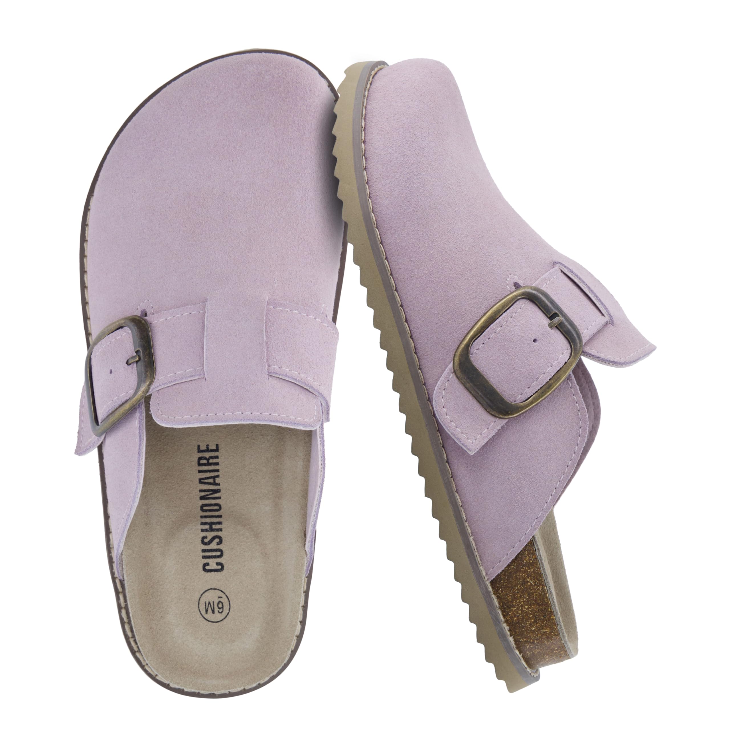 CUSHIONAIRE Women's Blain Genuine Suede Slip-On Clogs with + Memory Foam & Chic 