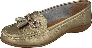 Ladies Real Leather Tassel Slip On Moccasin Flat Nautical Boat Shoes Loafers Size 3-8