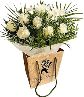 Pure Delight Flowers White Roses Bouquet of Fall Blooms | Birthdays, Anniversaries, Seasonal Floral Arrangement, Sympathy, celebration Occasions, Bridal