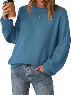 Arach&Cloz Women's Oversized Wool Blend Pullover for Autumn Winter Collection Round Neck Long Sleeve