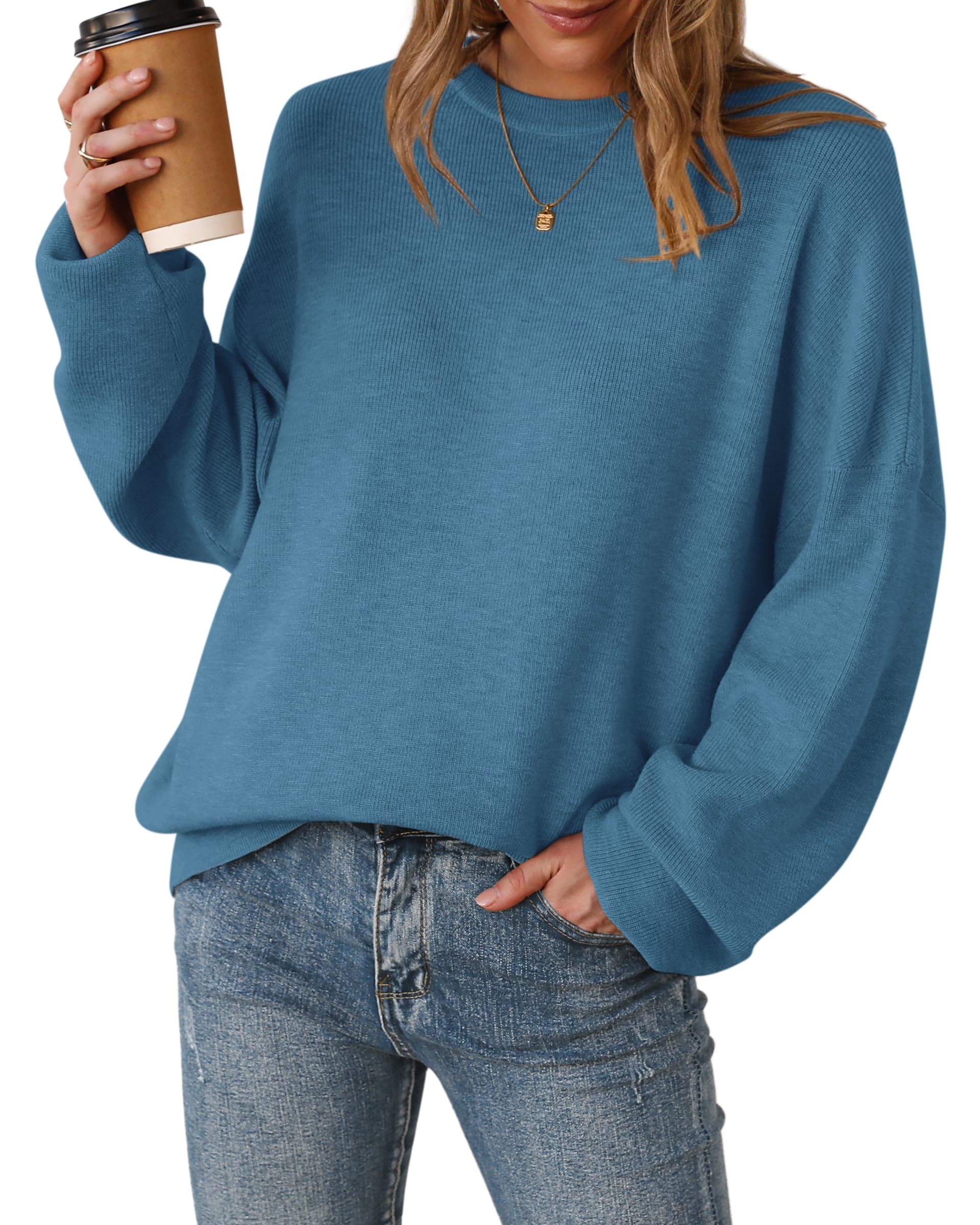 Arach&Cloz Women's Oversized Wool Blend Pullover for Autumn Winter Collection Ro
