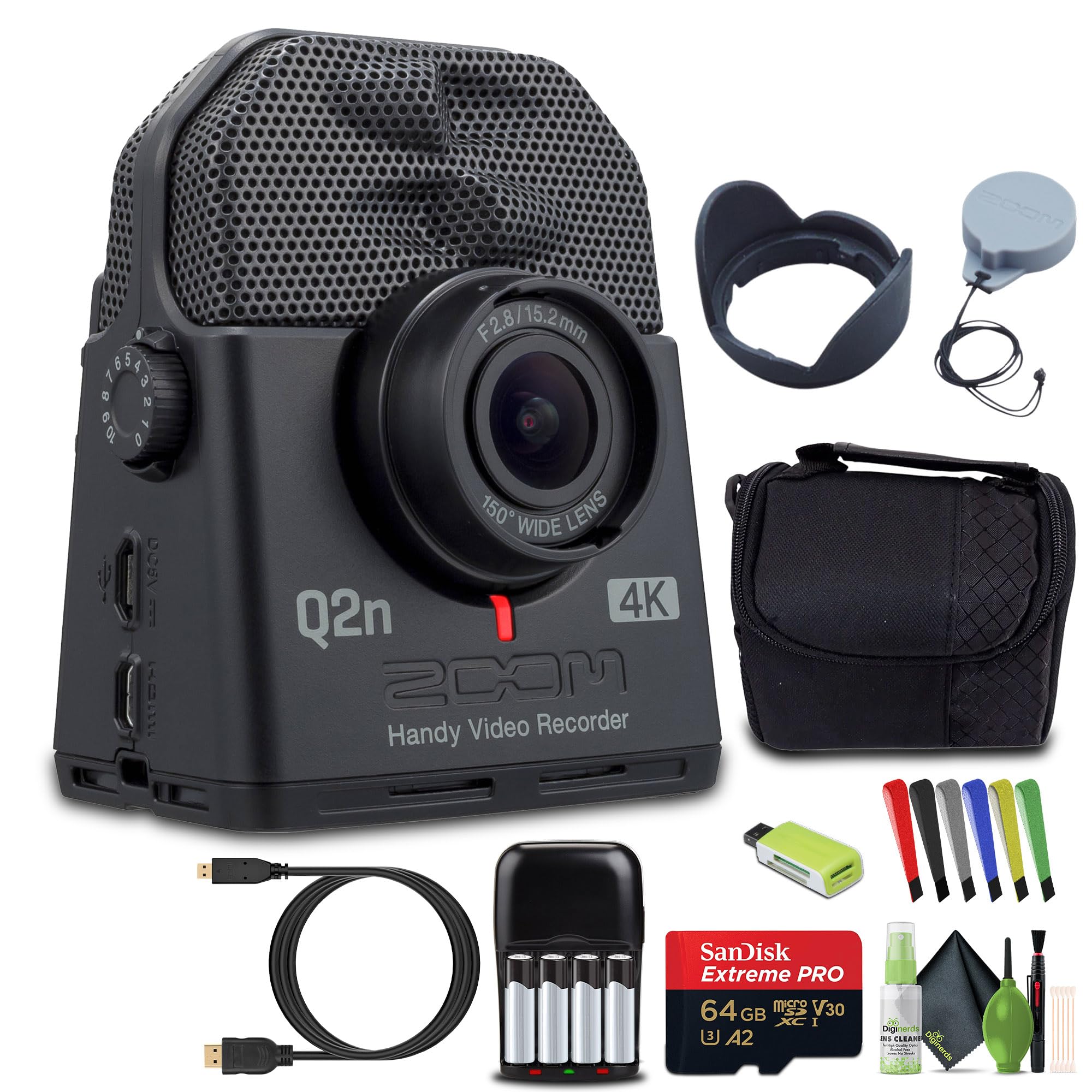 Zoom Q2n-4K Handy Video Recorder with Wide-Angle Lens Bundle | For Music Video &