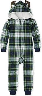 The Children's Place Unisex Baby Family Matching Christmas Holiday Fleece Pajamas Sets, Adult, Big Kid, Toddler, Wearable Blanket, Moose Plaid, X-Small US