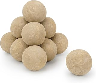 Stanbroil 4 Inch Round Ceramic Fire Pit Balls, Set of 12, Beige | Decorative Fire Pit Ball Set, Heat Resistant, No Crack, Smokeless, Odor-Free, as Fire Pit Accessories for Indoor & Outdoor