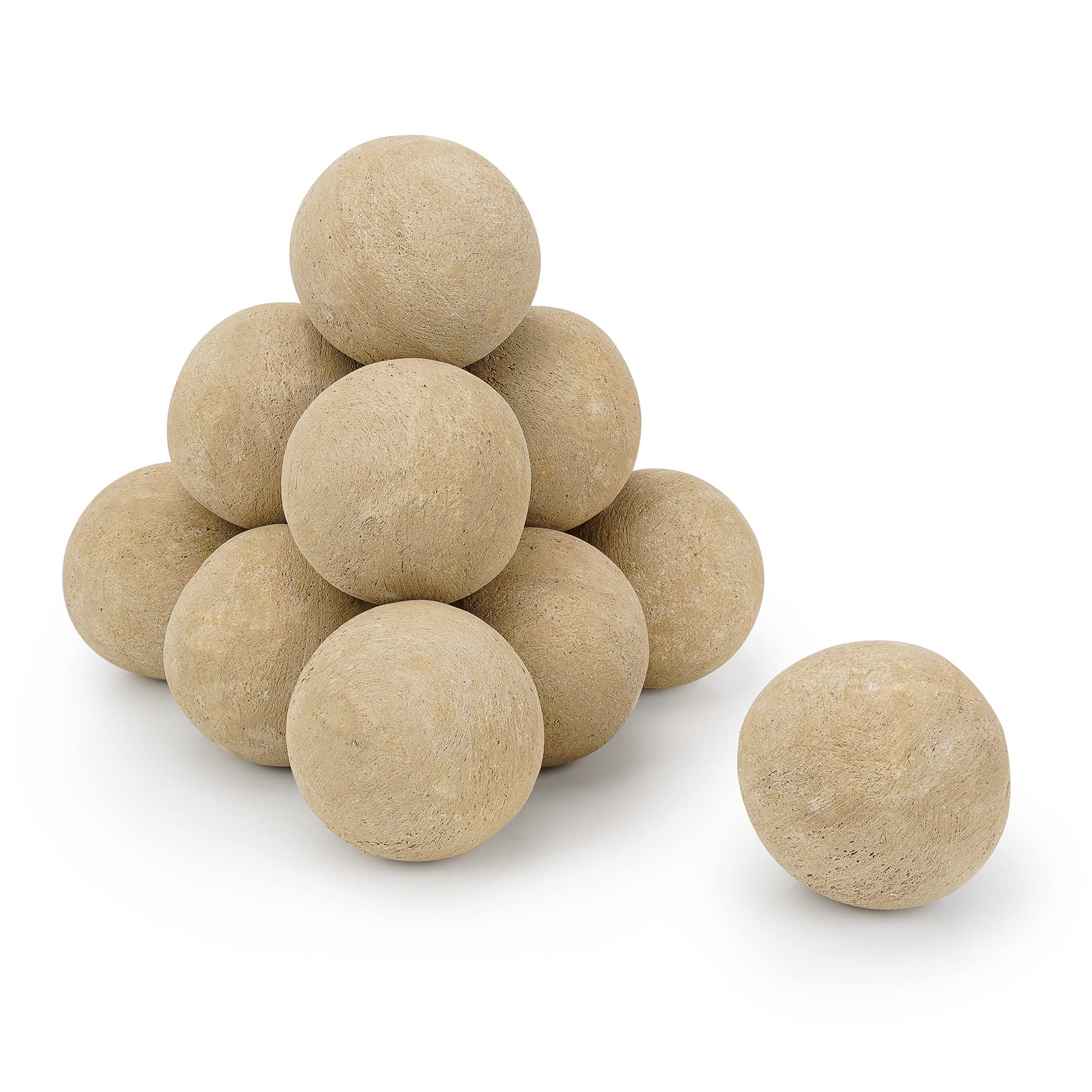 Stanbroil 4 Inch Round Ceramic Fire Pit Balls, Set of 12, Beige | Decorative Fir
