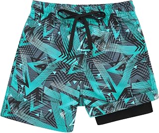 Kids4ever Boys Swim Trunks Quick Dry Compression Lining Boxer Anti Chafing Beach Bathing Suit Surfing Shorts 7-18 Years