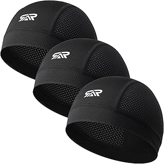 THINDUST 3-Pack Breathable Mesh Skull Cap Sweat Control Helmet Liner | Lightweight Quick Dry Cooling Sports Cycling Motorcycle Hard Hat Liner for Men Women