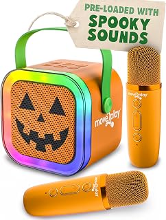 Move2Play, Halloween Karaoke Machine for Kids | Includes Spooky Songs | 2 Microphones | Connect with Bluetooth for 3, 4, 5, 6, 7+ Year Olds | Toy for Girls & Boys | Halloween