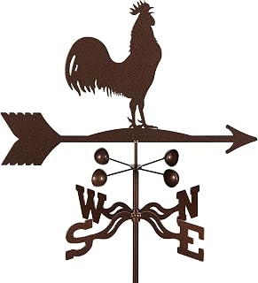 EZ Vane Steel Rooster Weathervane with Wind Cups — Roof Mount | Handcrafted in USA, Antique Copper Finish, Metal Mount with Durable Triple Powder Coating, Easy Installation, Built to Last