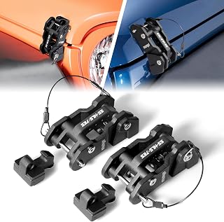 MWNYO Aluminum Hood Latches for Jeep Wrangler JK/JKU, JL/JLU &amp; Gladiator JT | Patented Pin-Lock Design, Helps Reduce Hood Shake, OEM-Style Upgrade for 2007-2026 Wrangler JK/JKU, JL/JLU &amp; Gladiator JT