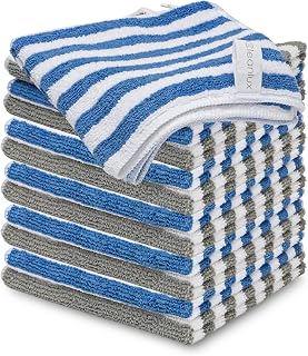 Microfibre Cleaning Cloths - 12 Pack - 32 x 32cm - Polyamide Technology Multi Purpose, Washable & Reusable Micro fibre - Kitchen Bathroom Car Cleaning Cloths Microfiber, Blue,grey