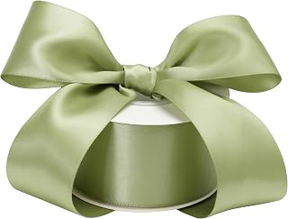 Sage Green Ribbon Double Face Satin Ribbon 2 Inch Moss Ribbon for Wedding Bridal Bouquet Crafts DIY Party Decorations - 25Yards
