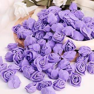 100 Pcs Artificial Foam Rose Head Fake Rose Heads for Wedding Birthday Valentine's Day Romantic Decoration DIY Decoration Purple