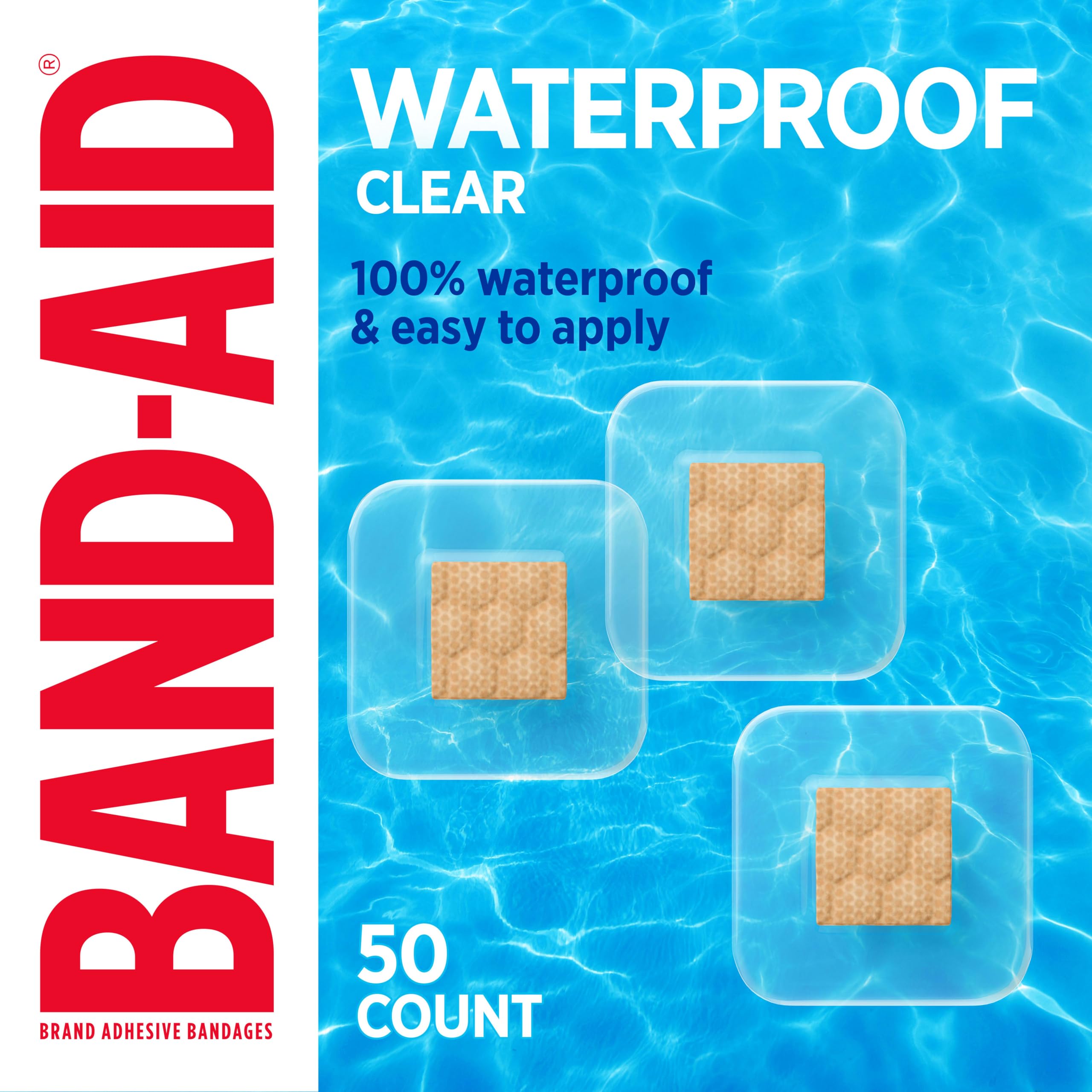 BAND-AID Brand Clear Waterproof Spot Adhesive Bandages, All One Size, 50 Ct | 10