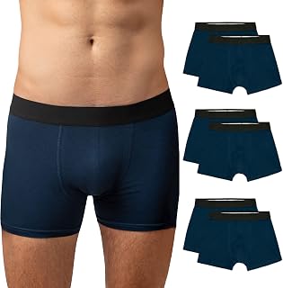 Snocks Men's Boxer 6 Pack - Ultra Soft Organic Cotton Underwear - Men's Boxer Briefs Without Annoying Tag - Navy Blue - L, 6x Navy Blue, L