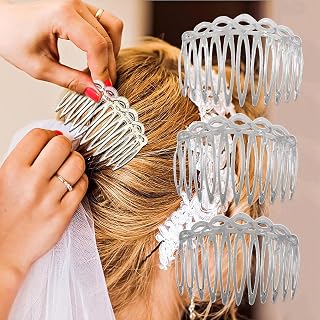 French Hair Side Combs Set of 3 Side Combs for Women Hair Accessories Plastic for Multiple Hairstyles (Transparent, 7.5*5.4cm)