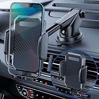 3-in-1 Car Phone Holder Mount Off-Road Level Suction Cup & Vent Clip | 3-in-1 mount dashboard, windshield & air vent, suction cup + clip; one-hand operation, fits all smartphones and cars
