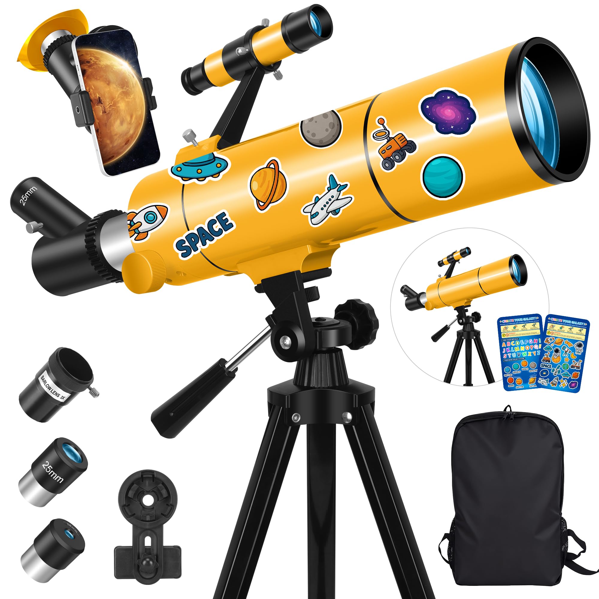 MEEZAA Telescope for Adults & Kids, 80mm Aperture 500mm Refractor | Portable Tra