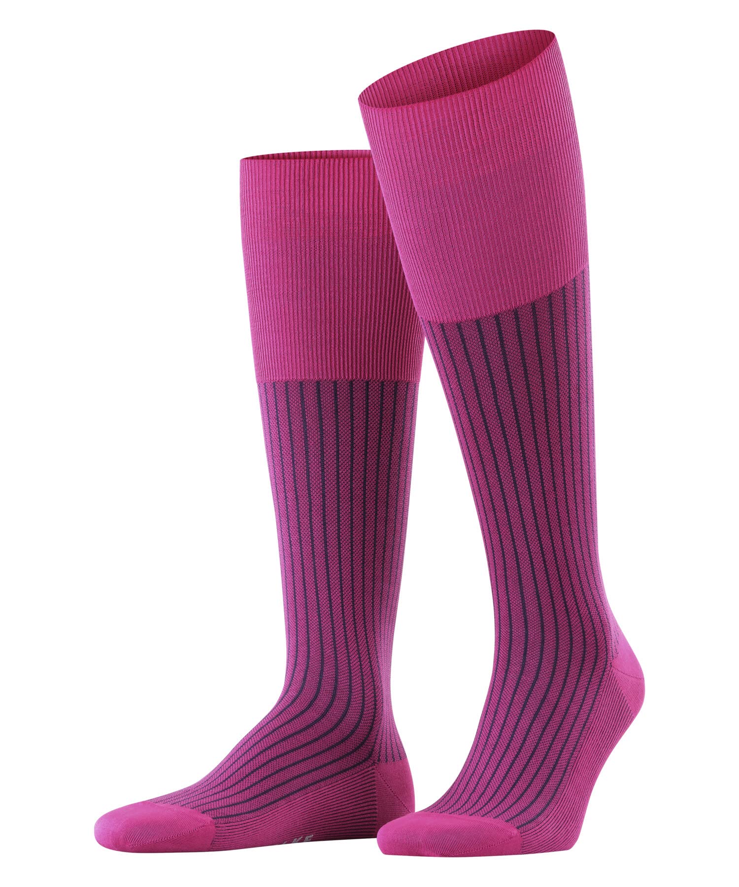 FALKE Men's Oxford Stripe Knee Socks Breathable Cotton Reinforced Men's Knee Soc