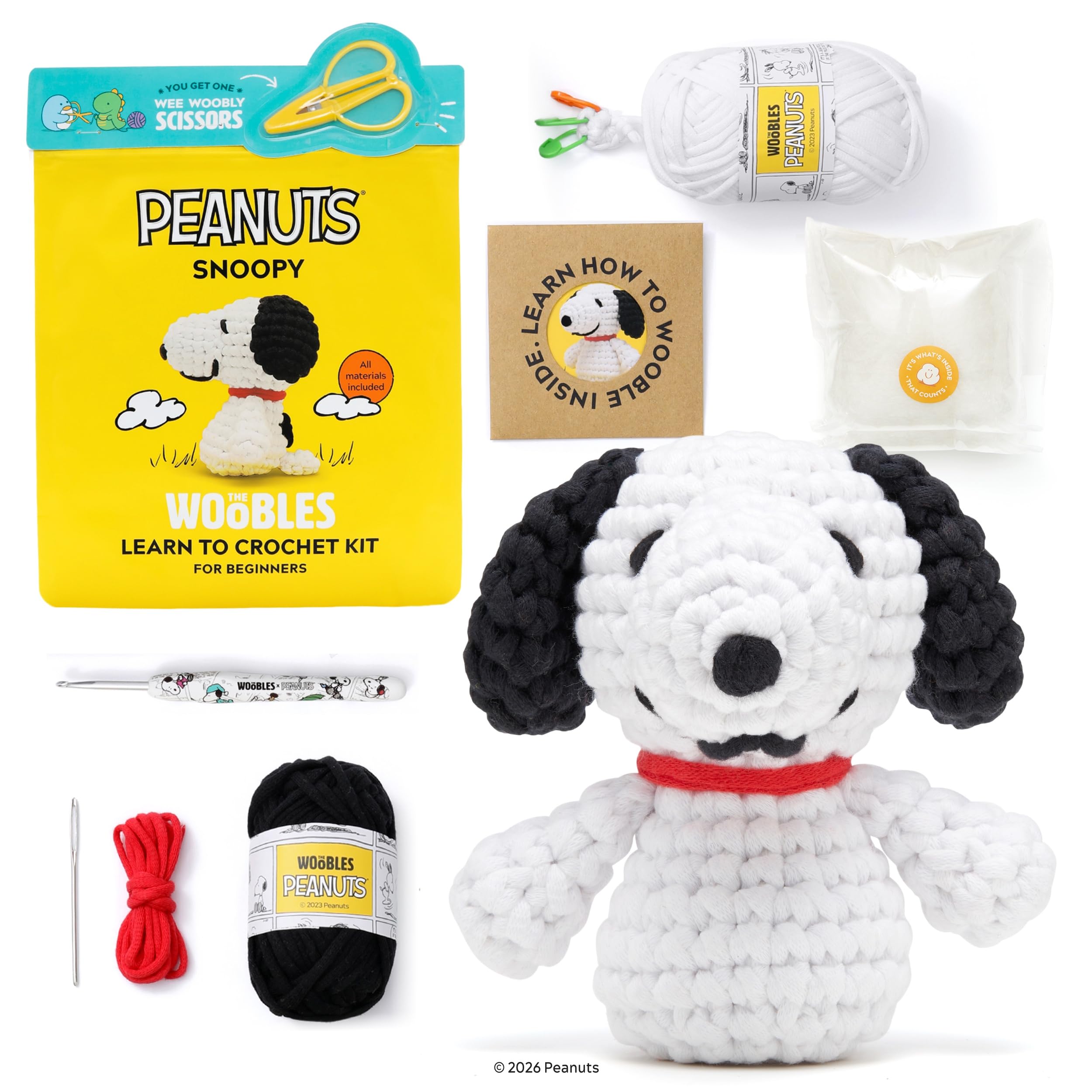 The Woobles Peanuts Snoopy Crochet Kit for Beginners | As seen on Shark Tank, Of