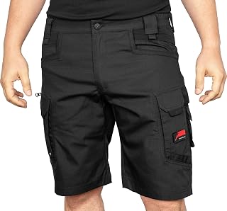 ACE Constructor Men's Work Trousers Short Work Trousers with Cargo Pockets and Elastic Waist for Summer