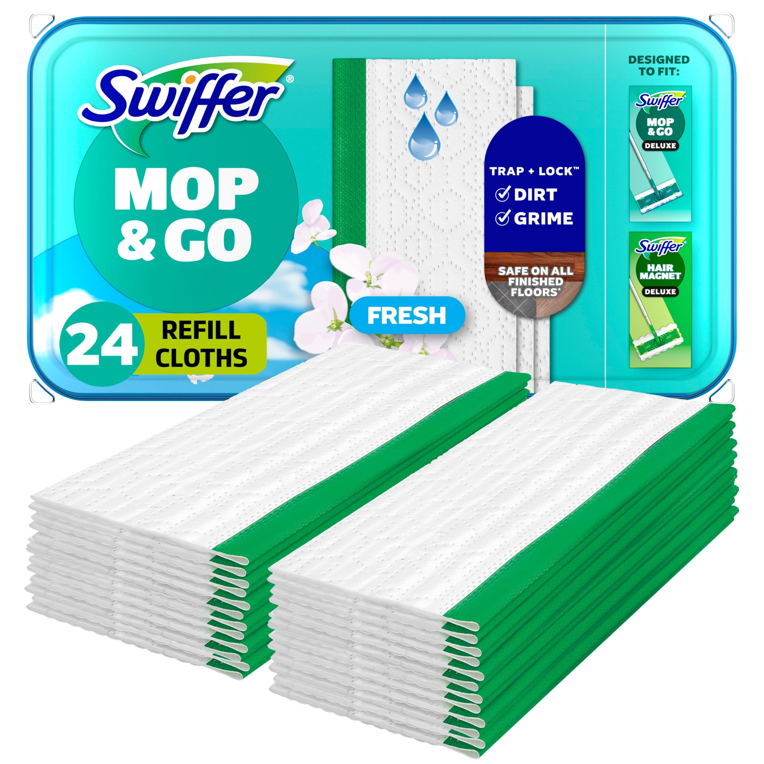 Swiffer Sweep + Mop, Wet Pads Refill, Floor Cleaner for Dirt, Dust, Hair, Cleani