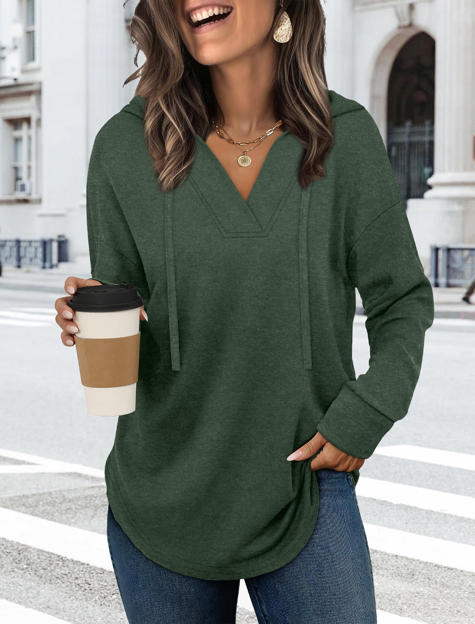 Women's Hoodie Autumn 2025 Fashion V Neck Oversized Plus Size