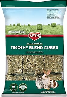 Kaytee Timothy Hay Blend Cubes for Rabbits, Guinea Pigs & Chinchillas | Digestive support. Compressed timothy hay cubes with alfalfa hay. High fiber, guinea pig hay, lower protein