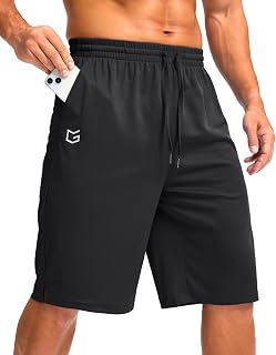 G Gradual Men's Sports Shorts with Pockets, 11" Long Lightweight Quick Dry Basketball Shorts Gym Training Shorts for Men