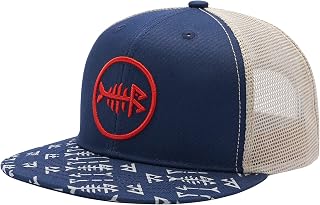 Bassdash Trucker Cap Flat Brim Adjustable Snapback Hat Mesh Back for Men Women Fishing Hunting