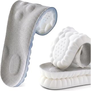 4D memory foam insoles soft and comfortable shock absorbing insoles with heel pad, cuttable arch support insoles, improve foot comfort and relieve fatigue