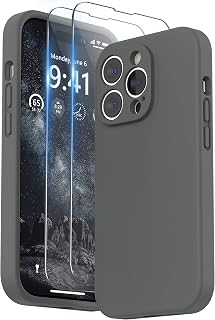SURPHY Hülle Kompatibel mit iPhone 14 Pro Max Hülle Silikon mit Displayschutzfolie, iPhone 14 Pro Max Case mit Kameraschutz, Handyhülle iPhone 14 Pro Max Schutzhülle 6,7 Zoll 2022 (Weltraum Grau)