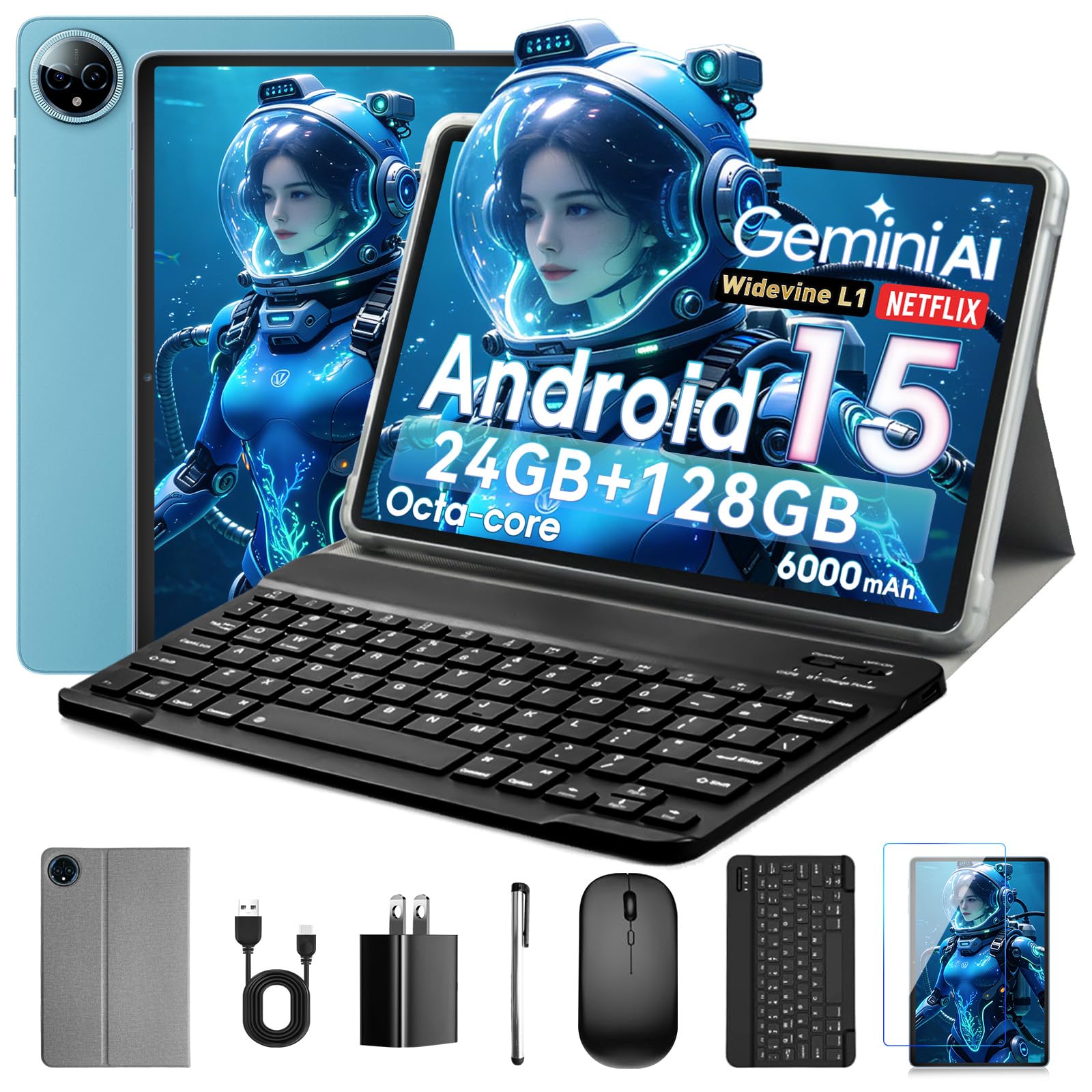 Aobante 10 Inch Tablet, Android 15 With 24GB RAM + 128GB ROM (1TB Expandable), O