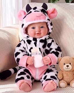 BABESIDE Baby Dolls, 17inch Large Realistic Soft Baby Doll with Cow Outfit | Real Life Baby Dolls with Accessories Gifts for 3+ 4 5 6 7 8 9 Years Girl Birthday, Pretend Play, Christmas and Collection