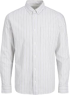 JACK & JONES Adult Men's Slim Fit Casual Shirt 100% Cotton Long Sleeve Checked Navy M
