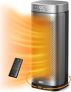 DREO Space Heaters for Indoor Use, 16 Inch Electric Heater for Large Room | 1500W Fast Heating, Quiet Operation, Remote Control, 12H Timer, ECO Mode, Digital Thermostat and Shield360° Safety