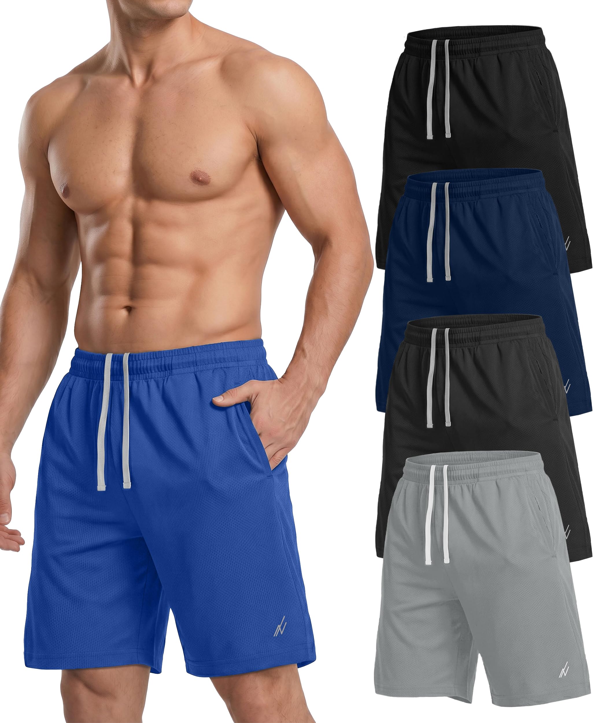 NY Threads 5 Pack Breathable Mesh Mens Athletic Shorts Loose-Fit Gym Shorts | Li