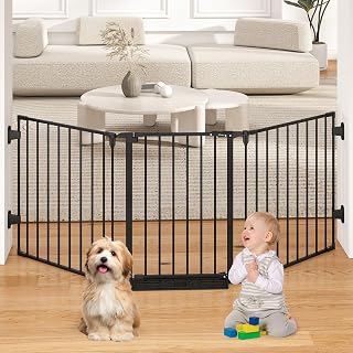 Cideny 29.4-78" Extra Wide Baby Gate, Long Dog Gates Indoor for Stairs | Essential Large Gate for Child Toddler with Anti-Trip Pedal, Adjustable Pet Gate for Doorways, 28" Tall 3 Metal Panels Black