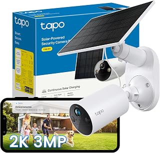 Tapo TC82 KIT 2K 3MP Solar Battery Outdoor Security Camera Wireless | Solar Powered Indoor & Outdoor CCTV Camera, 180-Day Battery Life, Color Night Vision, AI Detection, IP65, No Monthly Fee