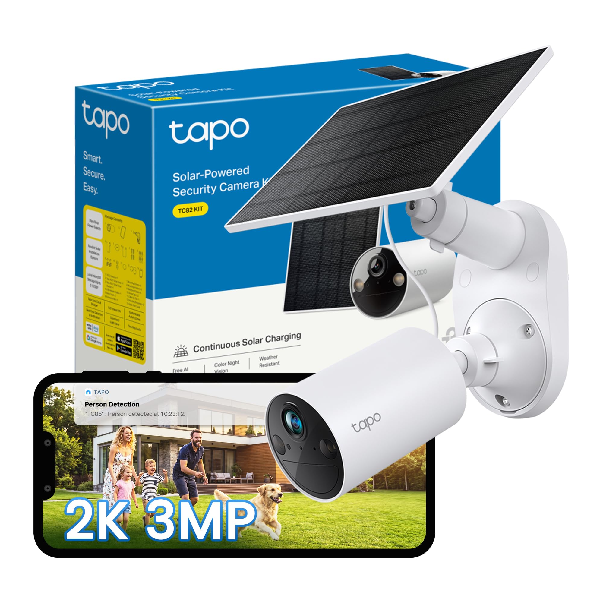 Tapo TC82 KIT 2K 3MP Solar Battery Outdoor Security Camera Wireless | Solar Powe