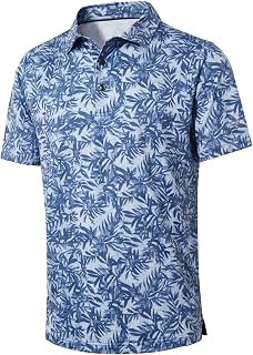 MAELREG Golf Shirts for Men Short Sleeve Print Collared Mens Polo Shirt