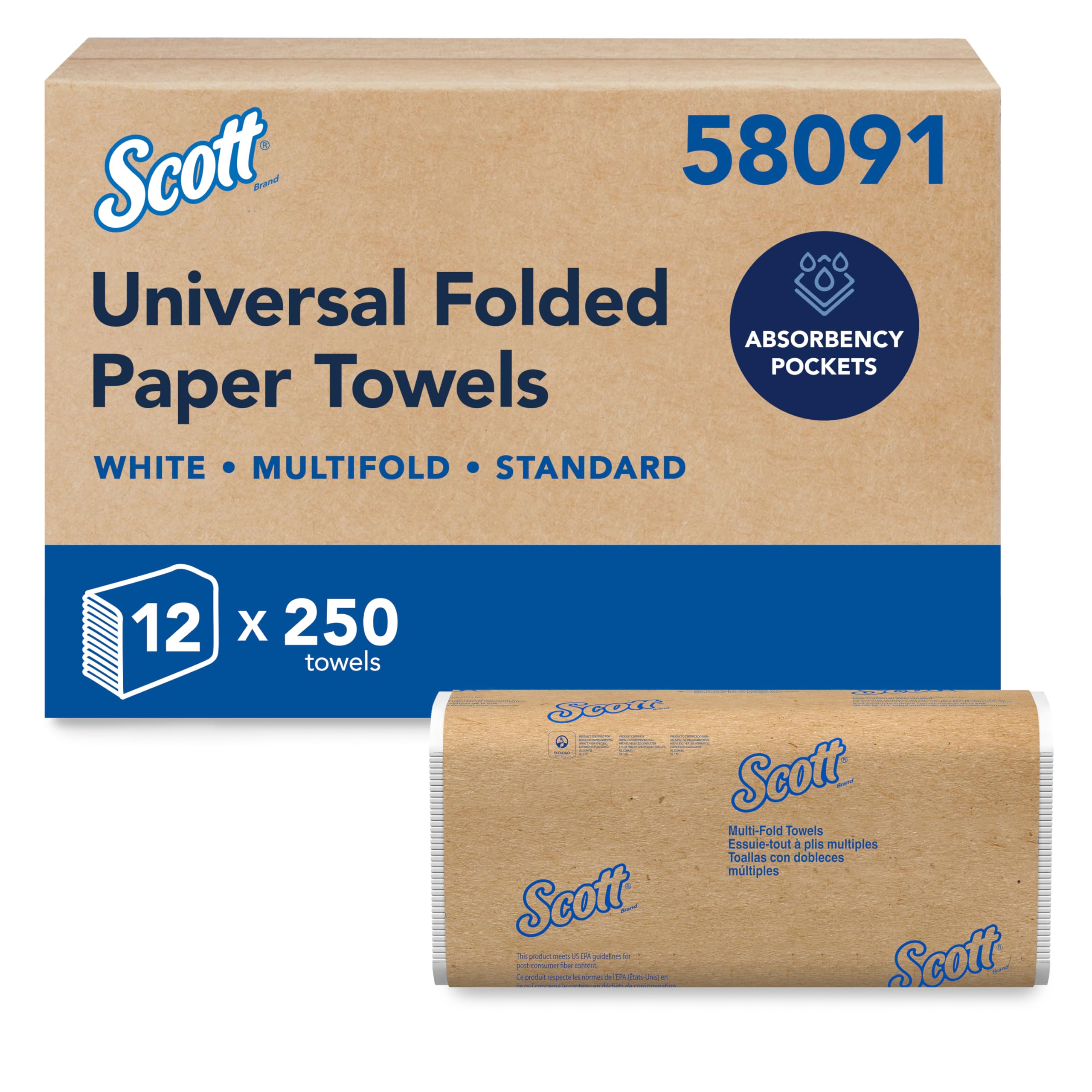 Scott Professional Multifold Paper Towels, Bulk, 12 x 250 Sheets (58091) | Unive