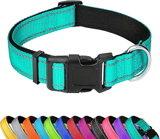 Reflective Dog Collar, Adjustable Soft Neoprene Padded,Teal,M