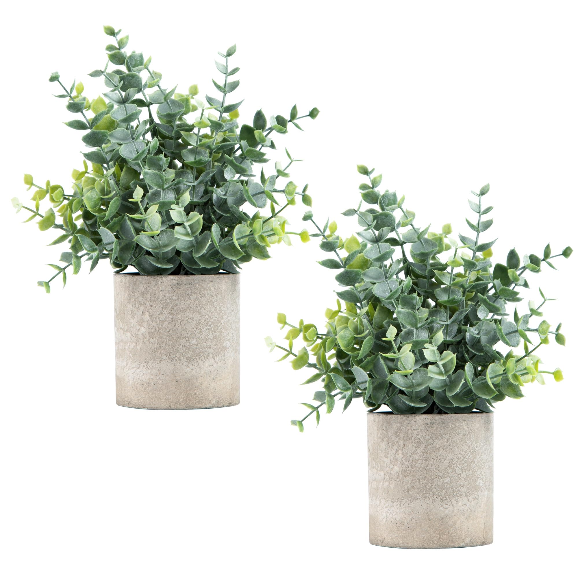 Coferset 2 Pack Small Fake Plants Eucalyptus Potted,Sage Green | Small Space Art