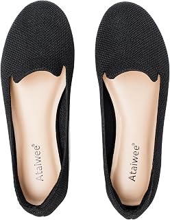 Ataiwee Women's Wide Width Flat Shoes Knit Dress Flats