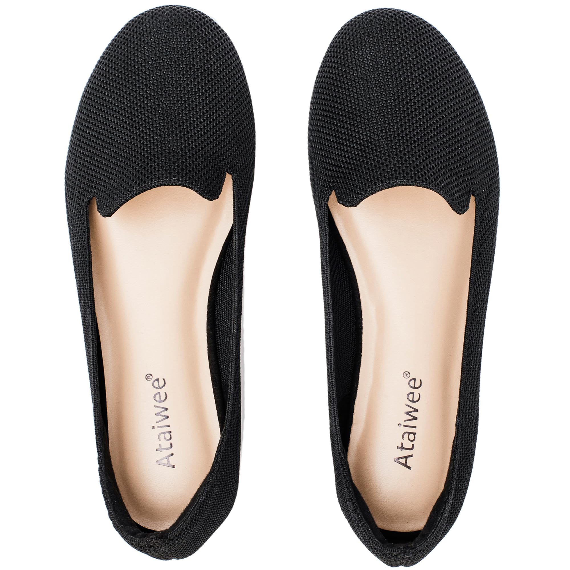 Ataiwee Women's Wide Width Flat Shoes Knit Dress Flats