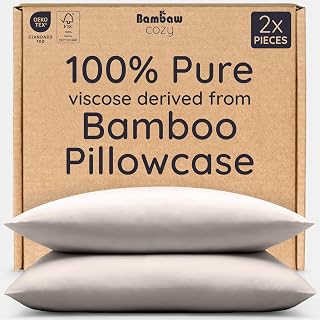 Bambaw 100% Viscose Derived from Bamboo Pillowcase Standard Size – Set of 2 Cooling Pillow Cases for Hot Sleepers with Envelope Closure, Breathable & Soft Pillow Cases Standard Size (Sand)