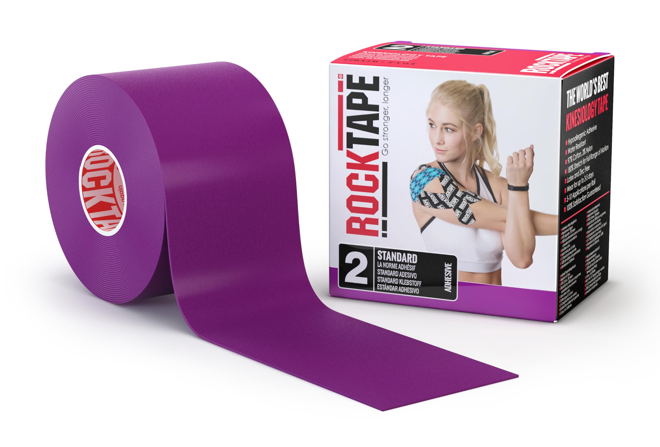 RockTape Kinesiology Tape Athletes, Water Resistant, Reduce Pain & Injury Recove