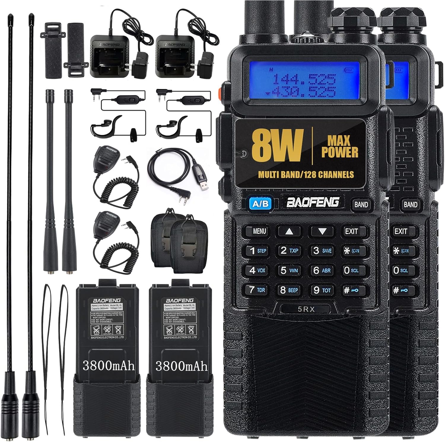 BAOFENG Ham Radio Dual Band Baofeng UV-5R Upgraded Rechargeable 3800mAh Battery