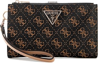 GUESS Laurel II Women's Wallet with Double Zip Organiser, Brown Logo, One Size